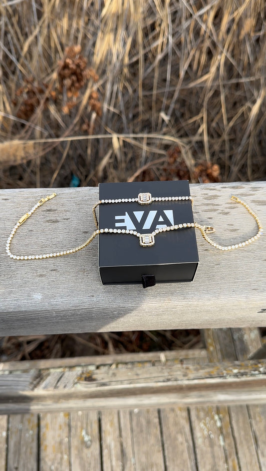 Baget Stone Kolye ve Bileklik Set Gold