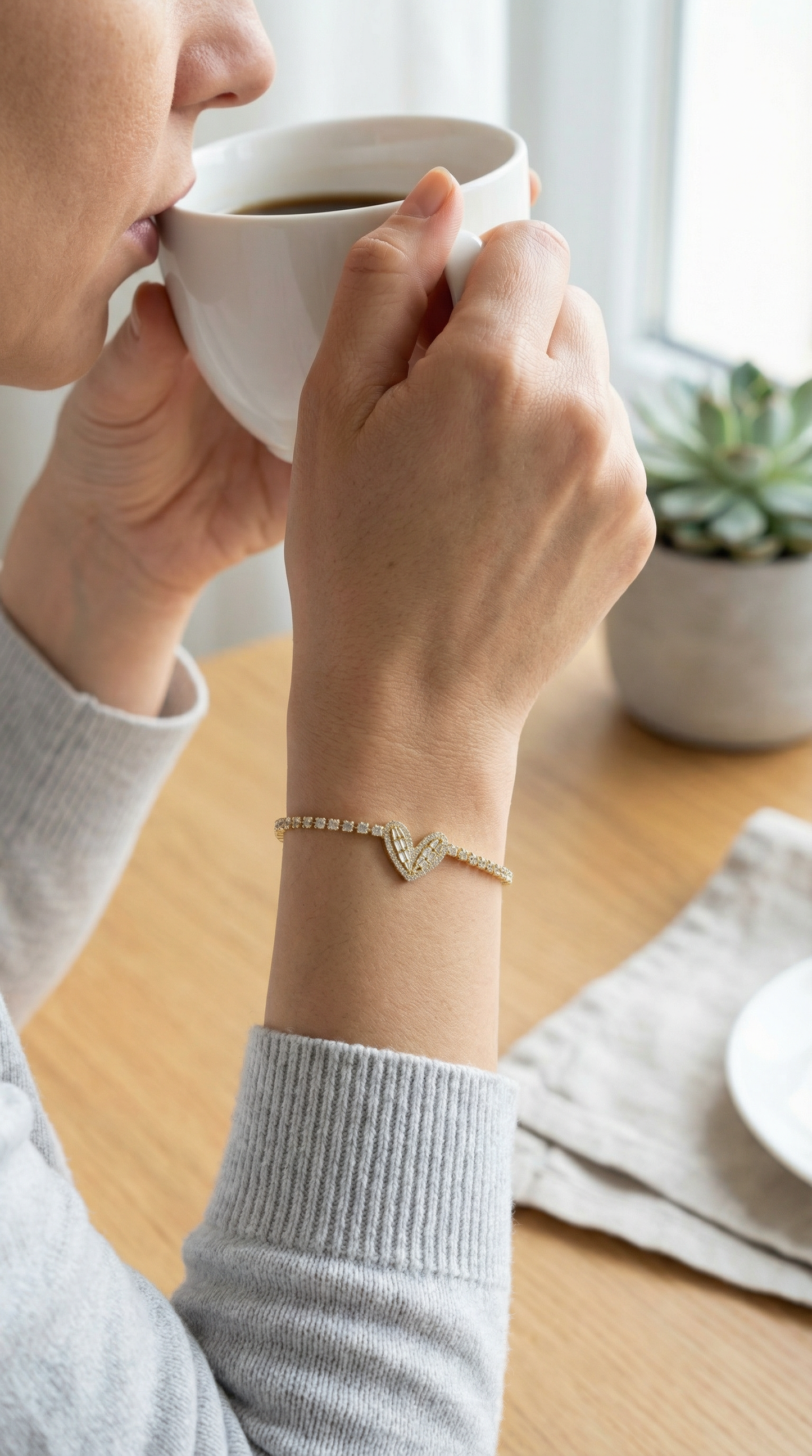 Heart Stone Bileklik (Gold)